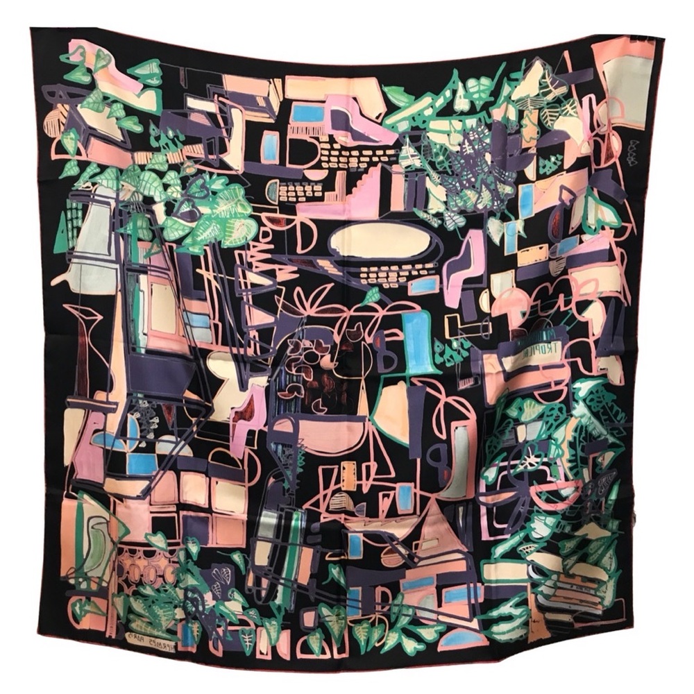 HERMÈS Modernisme Tropical Scarf 90 Silk Carre with Box - Picture 5 of 16